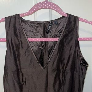 elie tahari brown silk midi dress